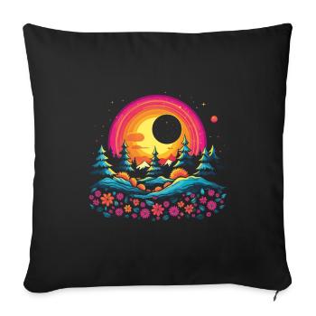 Hippie Love Nature Colorful Meditation - Sofa pillowcase 17,3'' x 17,3'' (45 x 45 cm) - black - Front