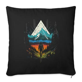 Randonneur Paysage Forêt Extérieure - Housse de coussin décorative 45 x 45 cm - noir - Devant