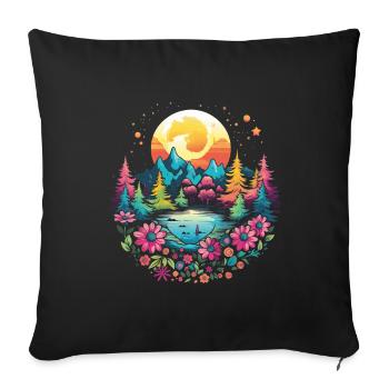 Hippie Love Nature Colorful Meditation - Sofa pillowcase 17,3'' x 17,3'' (45 x 45 cm) - black - Front