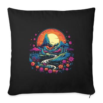 Hippie Love Nature Colorful Meditation - Sofa pillowcase 17,3'' x 17,3'' (45 x 45 cm) - black - Front