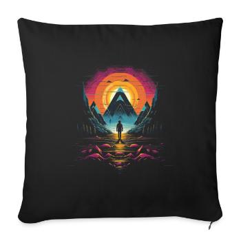 Hikers Landscape Hiking Forest Holidays - Sofa pillowcase 17,3'' x 17,3'' (45 x 45 cm) - black - Front