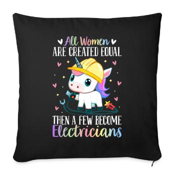 Électricien Électricien Fille - Housse de coussin décorative 45 x 45 cm - noir - Devant