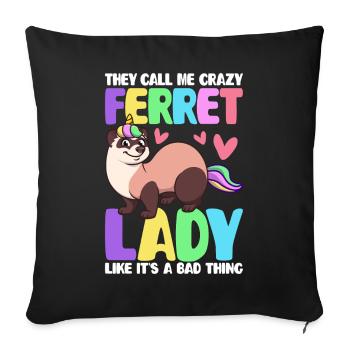 Amoureuse des furets - Housse de coussin décorative 45 x 45 cm - noir - Devant