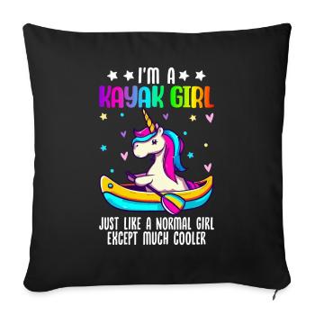 Kayak Kayakiste Femme - Housse de coussin décorative 45 x 45 cm - noir - Devant