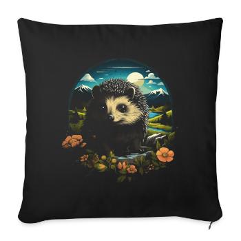 Igel Tier - Sofakissenbezug 45 x 45 cm - Schwarz - Vorne