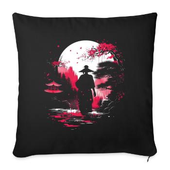 Geisha Kyoto Kimono Culture Samouraï Anime Sanctuaire - Housse de coussin décorative 45 x 45 cm - noir - Devant