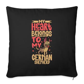 Dog Love - German Shepherd - Sofa pillowcase 17,3'' x 17,3'' (45 x 45 cm) - black - Front