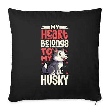 Dog Love - Siberian Husky - Sofa pillowcase 17,3'' x 17,3'' (45 x 45 cm) - black - Front