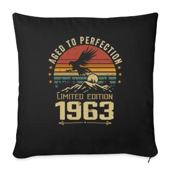 1963 Original Vintage Anniversaire 1963 rétro - Housse de coussin décorative 45 x 45 cm - noir - Devant