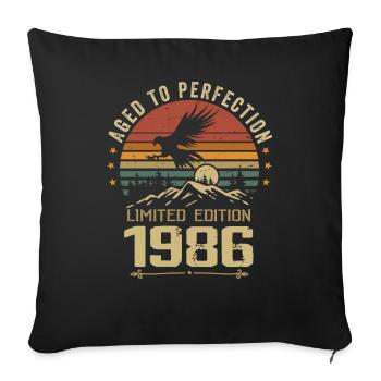 1986 Original Vintage Retro 1986 Anniversary - Sofa pillowcase 17,3'' x 17,3'' (45 x 45 cm) - black - Front