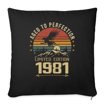 1981 Original Vintage Anniversaire 1981 rétro - Housse de coussin décorative 45 x 45 cm - noir - Devant