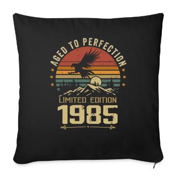 1985 Original Vintage Anniversaire 1985 rétro - Housse de coussin décorative 45 x 45 cm - noir - Devant