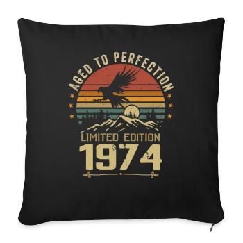 1974 Original Vintage Anniversaire 1974 rétro - Housse de coussin décorative 45 x 45 cm - noir - Devant
