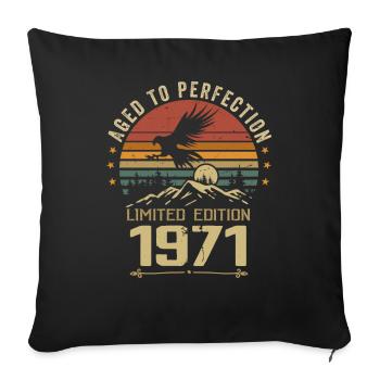 1971 Original Vintage Anniversaire 1971 rétro - Housse de coussin décorative 45 x 45 cm - noir - Devant