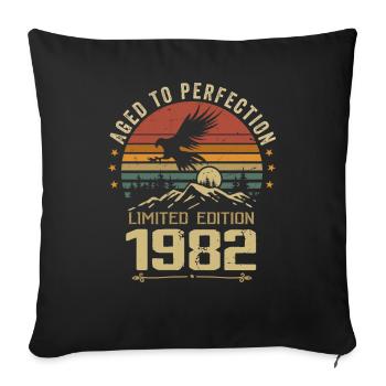 1982 Original Vintage Anniversaire 1982 rétro - Housse de coussin décorative 45 x 45 cm - noir - Devant