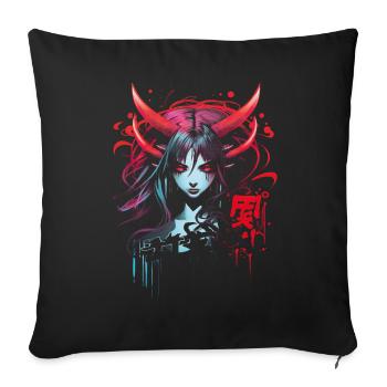 Anime Goth Girl Japanese Aesthetic Grunge Horror - Sofa pillowcase 17,3'' x 17,3'' (45 x 45 cm) - black - Front