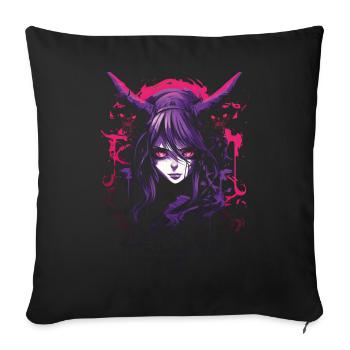 Anime Goth Girl Japanese Aesthetic Grunge Horror - Sofa pillowcase 17,3'' x 17,3'' (45 x 45 cm) - black - Front