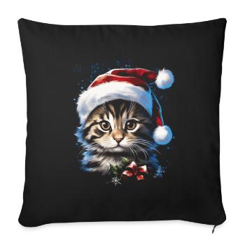 Cute Christmas Winter December Cat Love - Sofa pillowcase 17,3'' x 17,3'' (45 x 45 cm) - black - Front