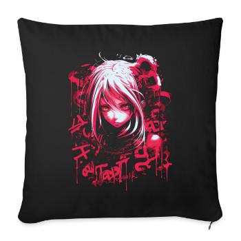 Anime Goth Girl Japanese Aesthetic Grunge Horror - Sofa pillowcase 17,3'' x 17,3'' (45 x 45 cm) - black - Front