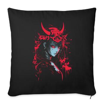 Anime Goth Girl Japanese Aesthetic Grunge Horror - Sofa pillowcase 17,3'' x 17,3'' (45 x 45 cm) - black - Front