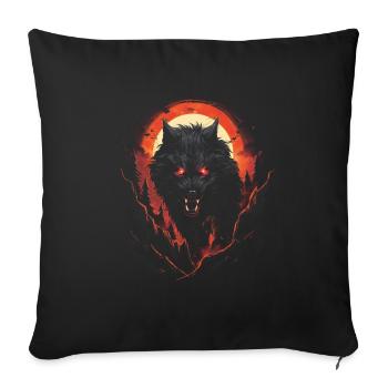 Loup noir Loup-garou Dark Horror Mythologie Fant - Housse de coussin décorative 45 x 45 cm - noir - Devant