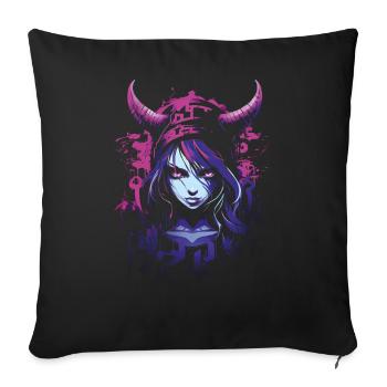 Anime Goth Girl Esthétiquement Pastel Sombre Edgy Homme - Housse de coussin décorative 45 x 45 cm - noir - Devant