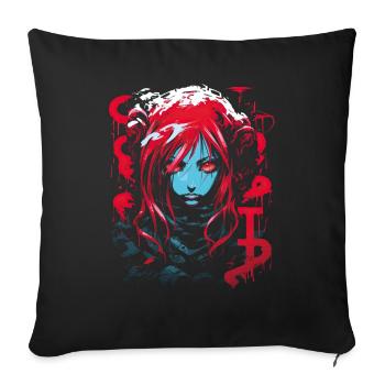 Anime Goth Girl Japanese Aesthetic Grunge Horror - Sofa pillowcase 17,3'' x 17,3'' (45 x 45 cm) - black - Front