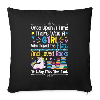 Flûte Girl Joueuse de flûte - Housse de coussin décorative 45 x 45 cm - noir - Devant