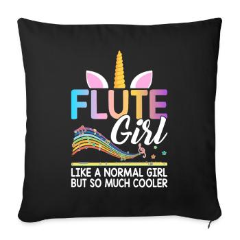 Flûtiste flûtiste - Housse de coussin décorative 45 x 45 cm - noir - Devant