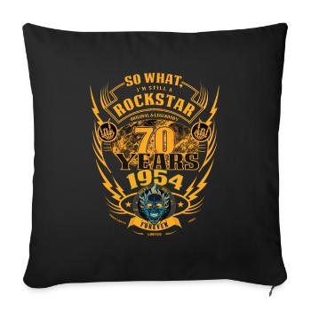 70e anniversaire 1954 Rock and Roll Forever cadeau - Housse de coussin décorative 45 x 45 cm - noir - Devant
