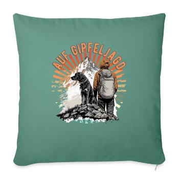 Randonneur avec design de chien pour les alpinistes - Housse de coussin décorative 45 x 45 cm - vert sapin - Devant