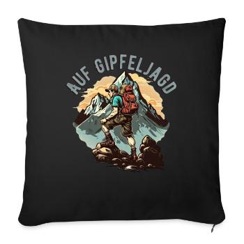 Conception de randonneurs pour les alpinistes et les grimpeurs - Housse de coussin décorative 45 x 45 cm - noir - Devant