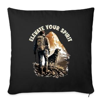Wanderer mit Hund Design für Bergsteiger - Sofakissenbezug 45 x 45 cm - Schwarz - Vorne