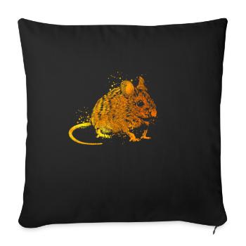 Farbenfrohe Maus - Sofakissenbezug 45 x 45 cm - Schwarz - Vorne