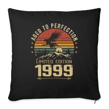1999 Original Vintage Anniversaire 1999 rétro - Housse de coussin décorative 45 x 45 cm - noir - Devant