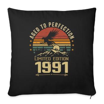 1991 Original Vintage Retro 1991 Anniversary - Sofa pillowcase 17,3'' x 17,3'' (45 x 45 cm) - black - Front