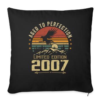 2007 Original Vintage Anniversaire 2007 rétro - Housse de coussin décorative 45 x 45 cm - noir - Devant