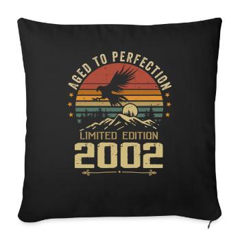 2002 Original Vintage Retro Anniversary 2002 - Sofa pillowcase 17,3'' x 17,3'' (45 x 45 cm) - black - Front