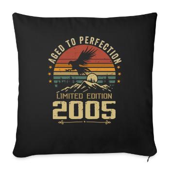 2005 Original Vintage Retro Jubiläum 2005 - Sofakissenbezug 45 x 45 cm - Schwarz - Vorne