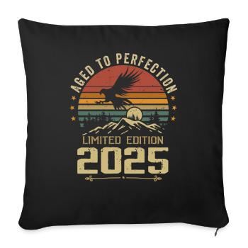 2025 Original Vintage Anniversaire 2025 rétro - Housse de coussin décorative 45 x 45 cm - noir - Devant
