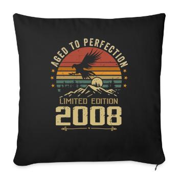 2008 Original Vintage Retro 2008 Anniversary - Sofa pillowcase 17,3'' x 17,3'' (45 x 45 cm) - black - Front