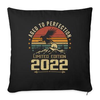 2022 Original Vintage Anniversaire 2022 rétro - Housse de coussin décorative 45 x 45 cm - noir - Devant