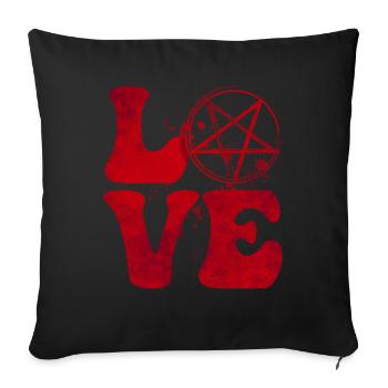 LOVE Pentagram Satanism Satanic Red Goth - Sofa pillowcase 17,3'' x 17,3'' (45 x 45 cm) - black - Front