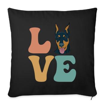 Chien Doberman - Housse de coussin décorative 45 x 45 cm - noir - Devant