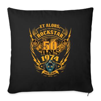 50. Geburtstag 1974 Rock'n Roll für immer Geschenk - Sofakissenbezug 45 x 45 cm - Schwarz - Vorne