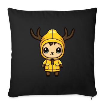 Reh Niedlich Comic Winter - Sofakissenbezug 45 x 45 cm - Schwarz - Vorne