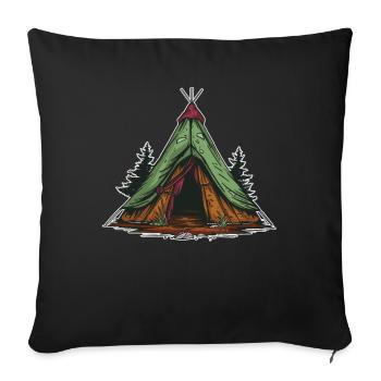 Tente scoute - Housse de coussin décorative 45 x 45 cm - noir - Devant