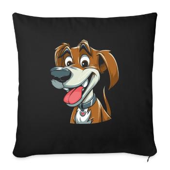 Chien Ami à quatre pattes Mignon - Housse de coussin décorative 45 x 45 cm - noir - Devant