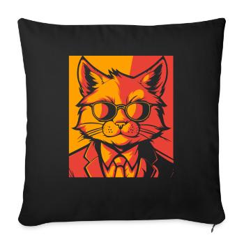 Cat - Sofa pillowcase 17,3'' x 17,3'' (45 x 45 cm) - black - Front