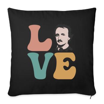 Edgar Allan Poe Écrivain Poète Anglais L - Housse de coussin décorative 45 x 45 cm - noir - Devant